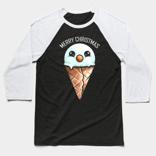 Snowman Ice Cone Merry Christmas Baseball T-Shirt